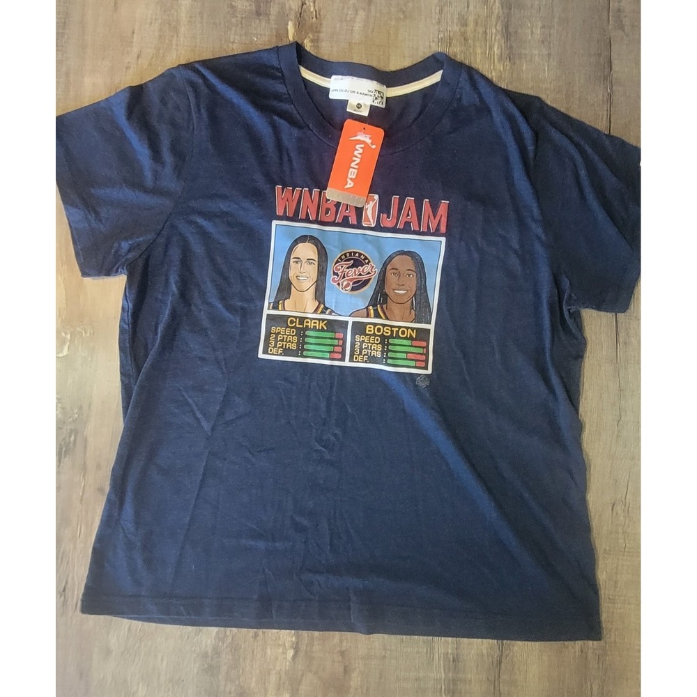 Indiana Fever Homage 2XL Caitlin Clark & Aliyah Boston Navy WNBA Jam T Shirt NWT